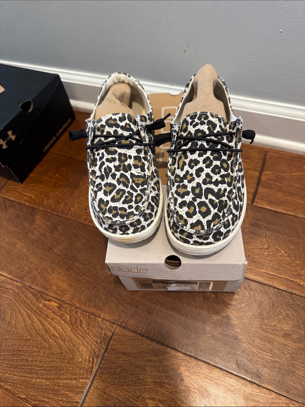 Hey Dude Women's Leopard Print Slip-On Sneakers - White/Black/Brown